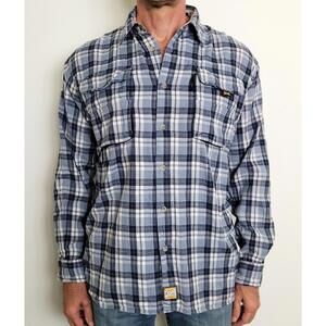 Planet Earth Men’s Large Blue Plaid Flannel Shirt